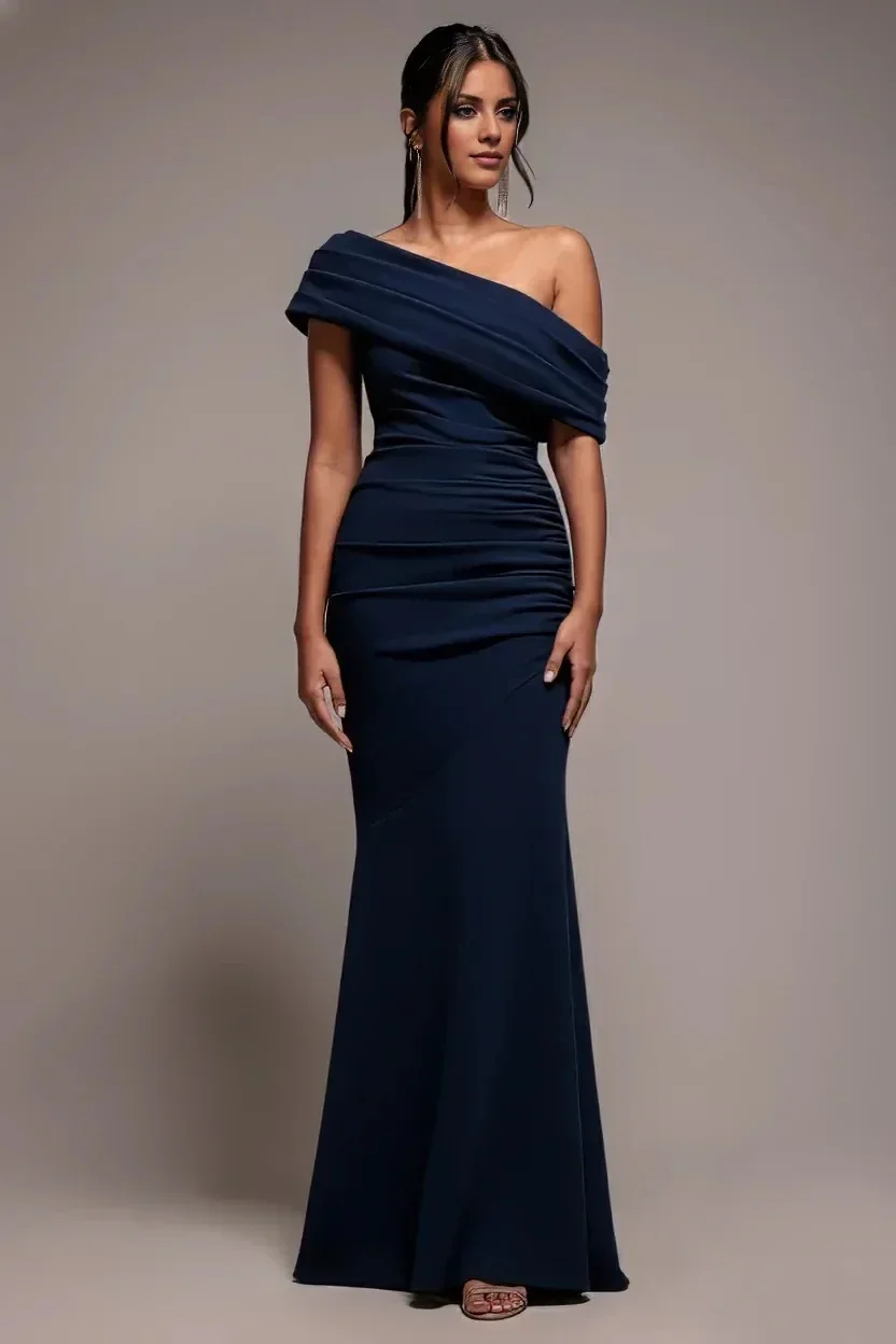 Elegant Ruched One Shoulder Evening Gown, High Waist Slim Mermaid Maxi Dress, Formal Host Party Gown
Elegant Ruched One Shoulder Evening Gown, High Waist Slim Mermaid Maxi Dress, Formal Host Party Gown