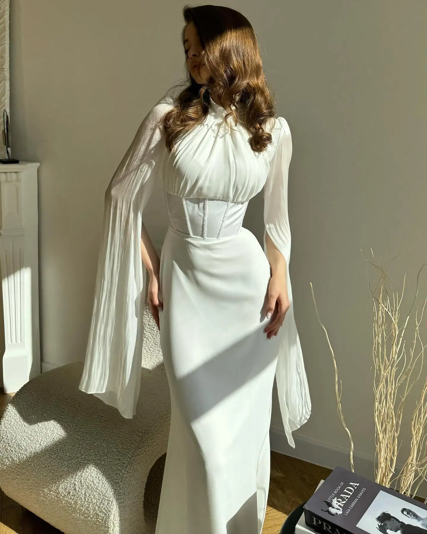 Customized High Quality Jersey Straight Evening Dresses High Neckline Half Sleeves Panel Train White Bespoke Occasion Gowns
Customized High Quality Jersey Straight Evening Dresses High Neckline Half Sleeves Panel Train White Bespoke Occasion Gowns