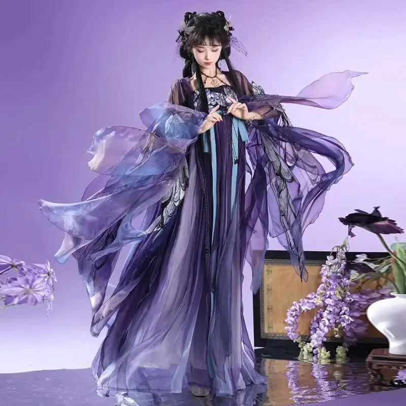 Seven Wanju Night Butterfly Hanfu Female Tang Style Hezi Skirt Immortal Qi Shattered Big Sleeve Shirt Heavy Embroidery Spring
Seven Wanju Night Butterfly Hanfu Female Tang Style Hezi Skirt Immortal Qi Shattered Big Sleeve Shirt Heavy Embroidery Spring