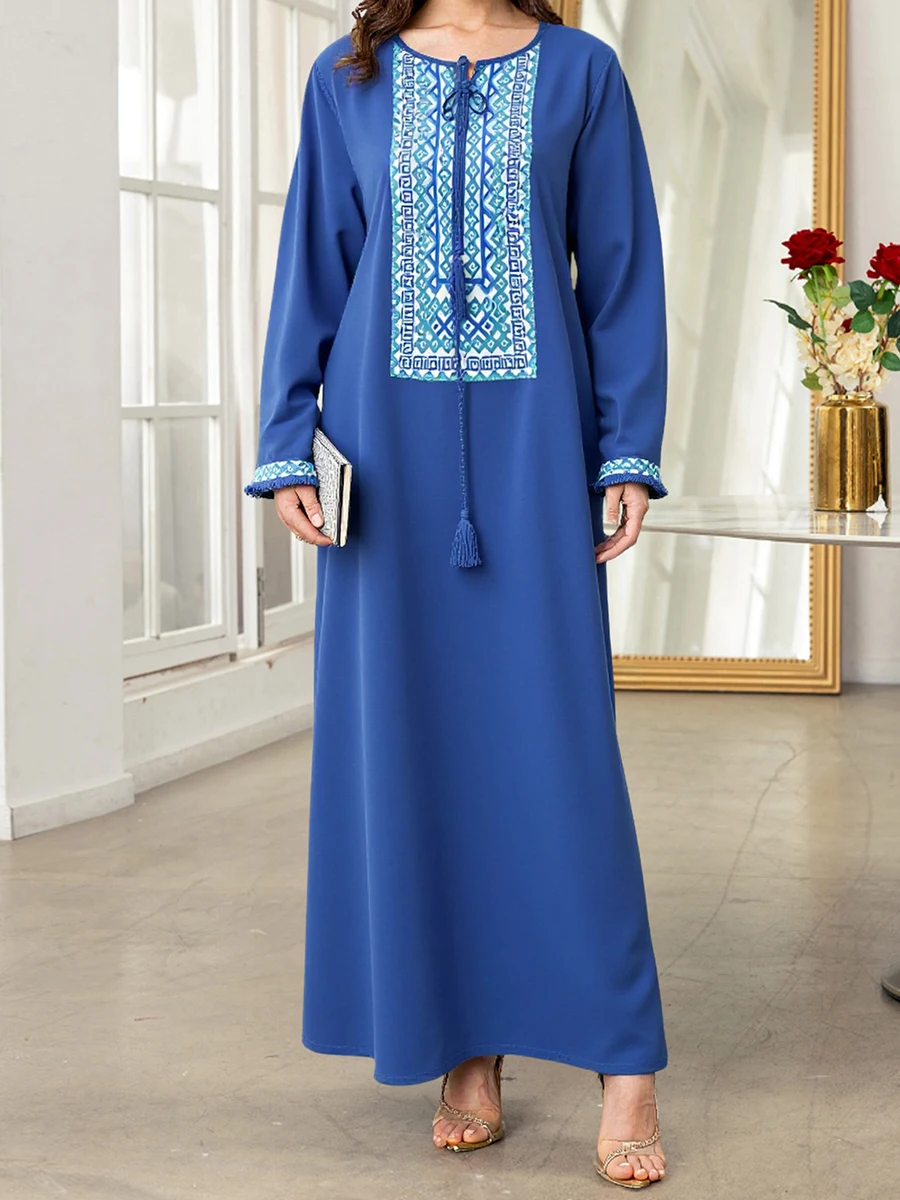 Женское винтажное платье Абая, свободное длинное платье с завязками и кисточками, круглым вырезом и длинными рукавами для повседневного использования на открытом воздухе
Женское винтажное платье Абая, свободное длинное платье с завязками и кисточками, круглым вырезом и длинными рукавами для повседневного использования на открытом воздухе