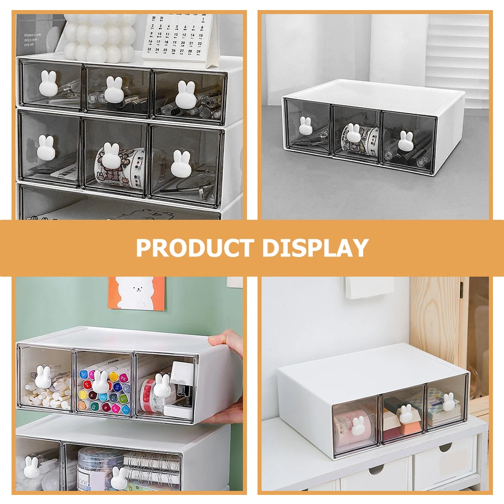 Desktop Storage Box 3 Drawers Rabbit H ABS Material Stationery ganizer Desk Drawer Case Makeup Tabletop Storage Office Multi 
Desktop Storage Box 3 Drawers Rabbit H ABS Material Stationery ganizer Desk Drawer Case Makeup Tabletop Storage Office Multi