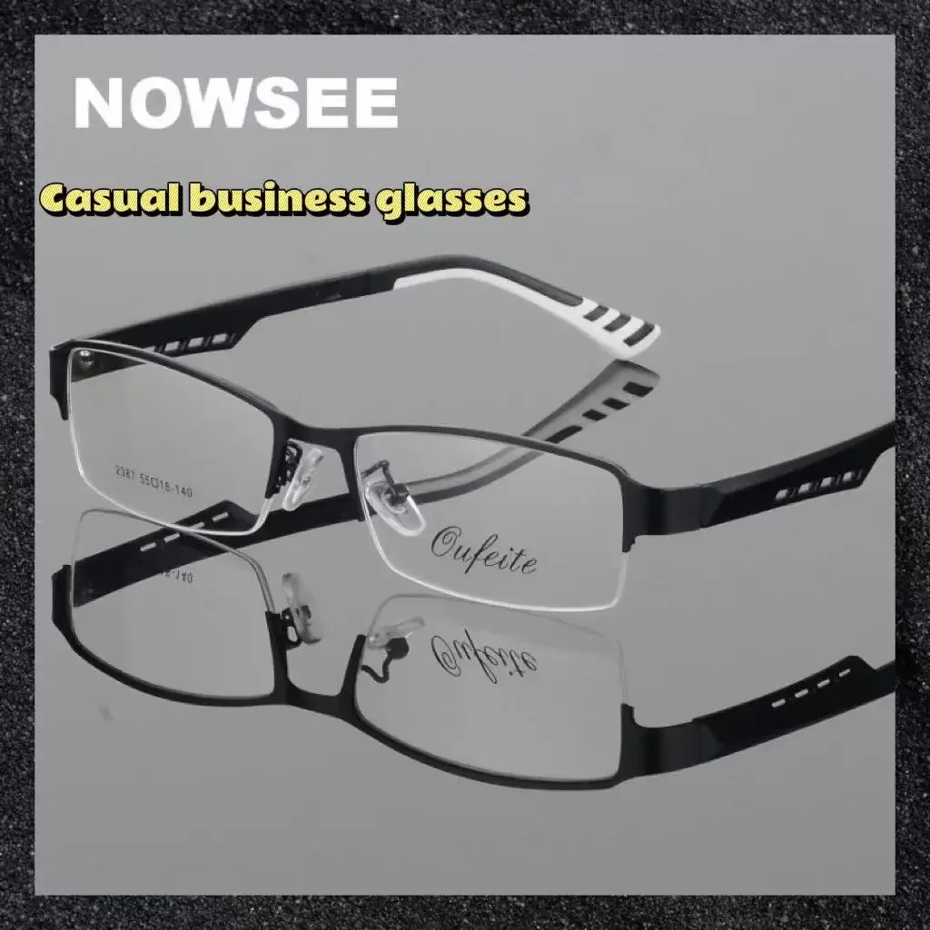 NOWSEE Half Rim Alloy Rectangle Classic Business Style Flexible Plastic TR-90 Temple Legs Optical Prescription Eyeglasses Frame
NOWSEE Half Rim Alloy Rectangle Classic Business Style Flexible Plastic TR-90 Temple Legs Optical Prescription Eyeglasses Frame