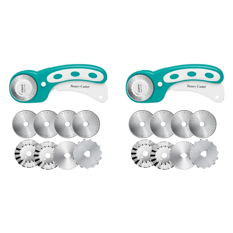 ABUH-2Pcs 45Mm Rotary Cutter For Fabric With 16Pcs Rotary Blades, Rolling Fabric Cutter Crochet Edge Skip Blade Perforating
ABUH-2Pcs 45Mm Rotary Cutter For Fabric With 16Pcs Rotary Blades, Rolling Fabric Cutter Crochet Edge Skip Blade Perforating