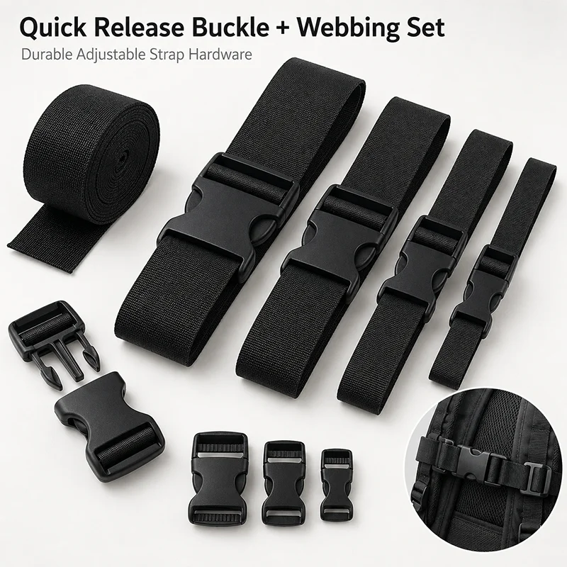 10Sets 10-50mm Plastic Release Buckles with Webbing Strap for Backpack Bag Luggage Belt Fastener Closure Clip Hardware Accessory
10Sets 10-50mm Plastic Release Buckles with Webbing Strap for Backpack Bag Luggage Belt Fastener Closure Clip Hardware Accessory