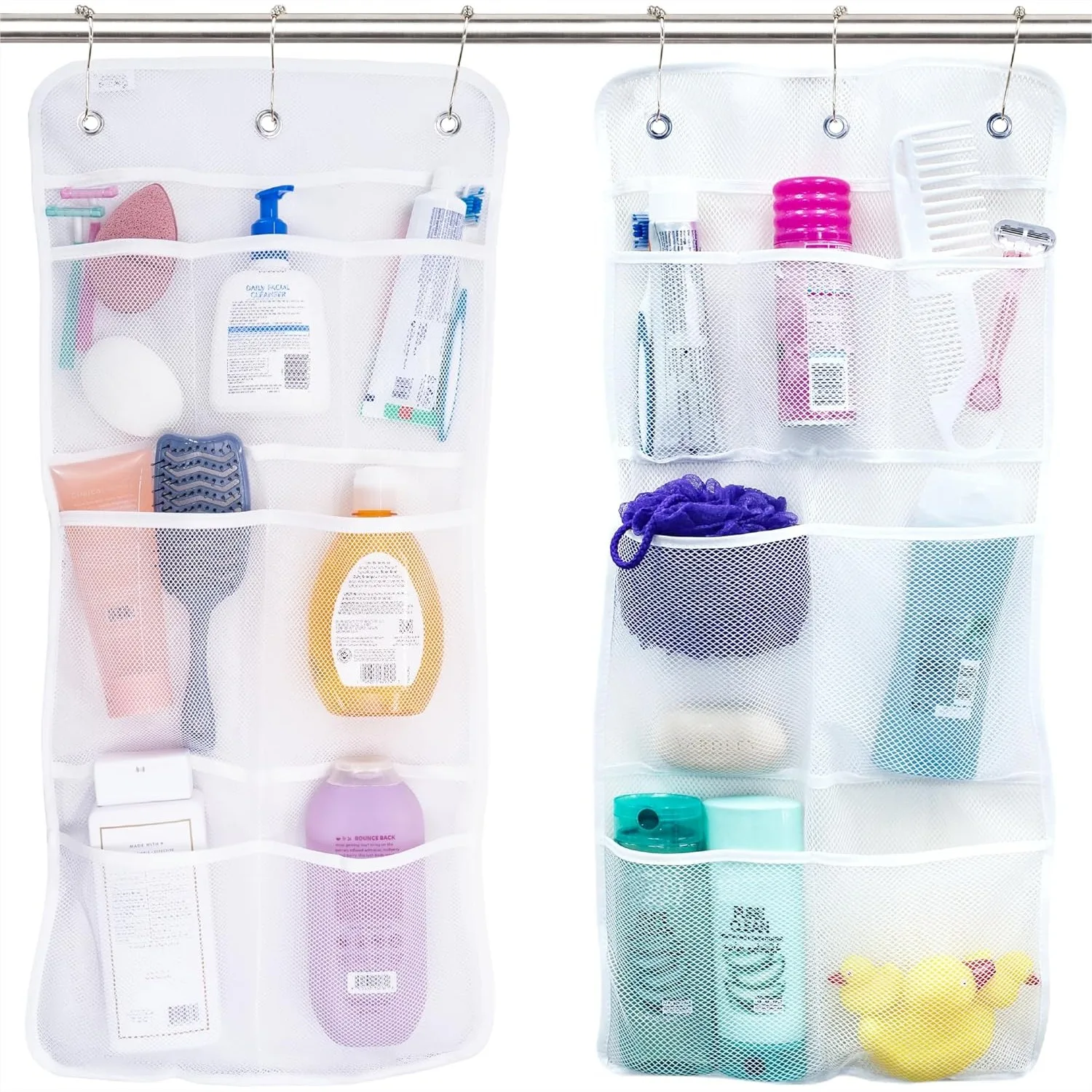 Shower Caddy Organizer, Hanging Bathroom Storage with Quick Drying Mesh, 7 Pockets for Shampoo, Soap, Loofah, 14x30 Inch White 2
Shower Caddy Organizer, Hanging Bathroom Storage with Quick Drying Mesh, 7 Pockets for Shampoo, Soap, Loofah, 14x30 Inch White 2
