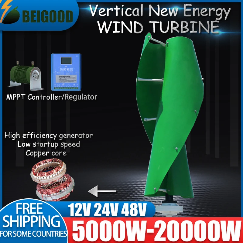 10000W Vertical Axis Wind Turbine Maglev Generator 12V/24V/48V/220V 3 Phase Permanent Magnet For Off-Grid Residential Home Use
10000W Vertical Axis Wind Turbine Maglev Generator 12V/24V/48V/220V 3 Phase Permanent Magnet For Off-Grid Residential Home Use