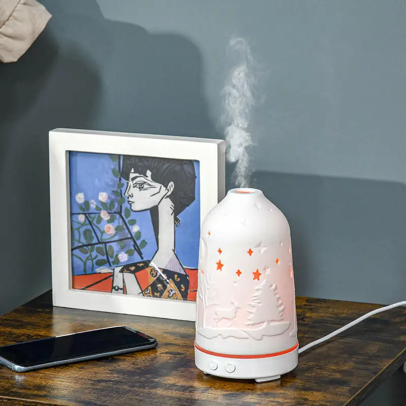 HOMCOM 100ml Ultrasonic Aromatherapy Diffuser, Essential Oils Humidifier with Ceramic Cover, 7 Colors LED Lights, Timer, Waterless Auto-off for Home and Office, White
HOMCOM 100ml Ultrasonic Aromatherapy Diffuser, Essential Oils Humidifier with Ceramic Cover, 7 Colors LED Lights, Timer, Waterless Auto-off for Home and Office, White