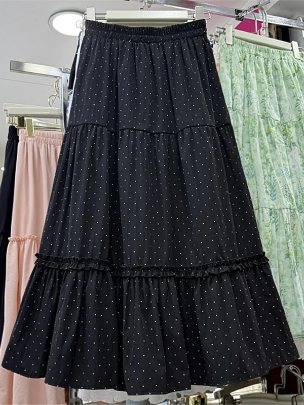 Retro Artistic Bla White Polka Dot Elastic Waist f Skirt Women's Spring Summer New Sle Splicing Gored A-Line Skirt
Retro Artistic Bla White Polka Dot Elastic Waist f Skirt Women's Spring Summer New Sle Splicing Gored A-Line Skirt