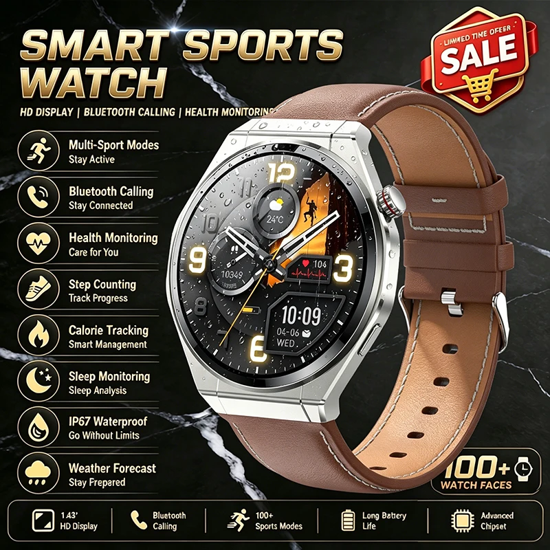 2026 New Ultra Thin Smart Watch Men 1.43" AMOLED 150+Sports IP68 Waterproof AI Voice Health Monitoring BT Call Music Smart Watch
2026 New Ultra Thin Smart Watch Men 1.43" AMOLED 150+Sports IP68 Waterproof AI Voice Health Monitoring BT Call Music Smart Watch