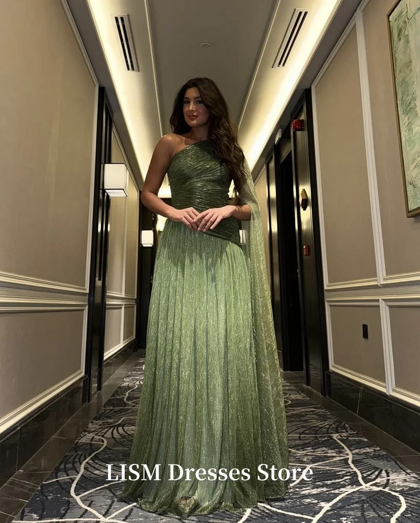 LISM One Shoulder Green A-Line Evening Dresses Silk Tulle Customized Elegant Long Prom Dresses Special Occasion robe de soirée
LISM One Shoulder Green A-Line Evening Dresses Silk Tulle Customized Elegant Long Prom Dresses Special Occasion robe de soirée