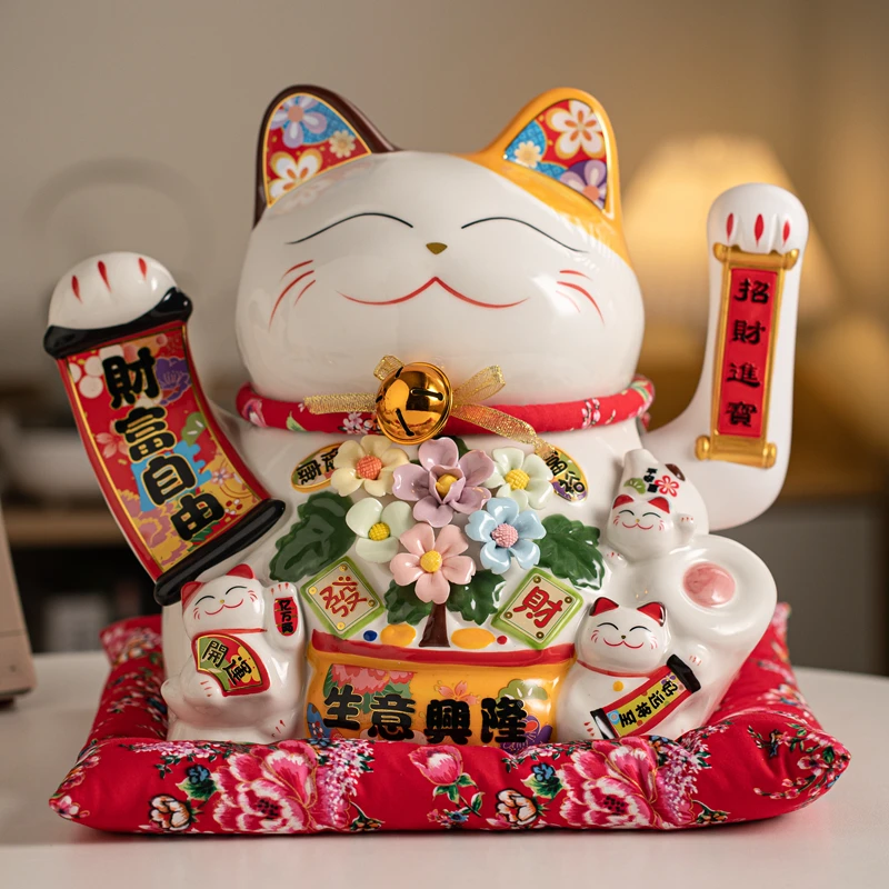 14 Inch Large Ceramic Lucky Cat Ornament Waving Arm Beckoning Cat USB Powered Hand-made Flower Desktop Decoration Fortune Cat
14 Inch Large Ceramic Lucky Cat Ornament Waving Arm Beckoning Cat USB Powered Hand-made Flower Desktop Decoration Fortune Cat