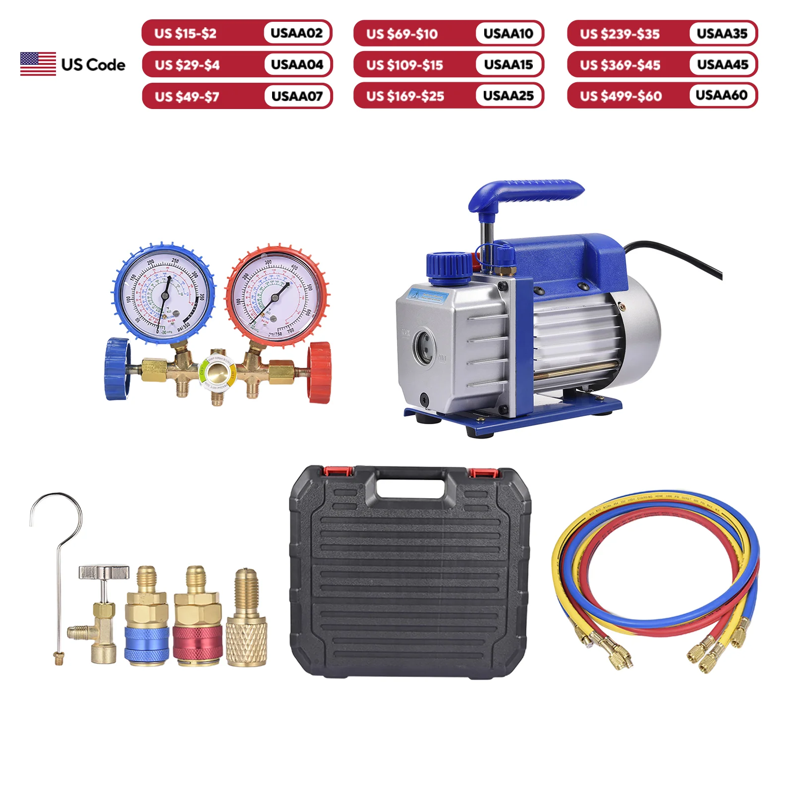Вакуумный насос 4CFM 1/4 HP и набор манометров R134a для систем кондиционирования и охлаждения, с детектором утечек и сумкой для переноски
Вакуумный насос 4CFM 1/4 HP и набор манометров R134a для систем кондиционирования и охлаждения, с детектором утечек и сумкой для переноски