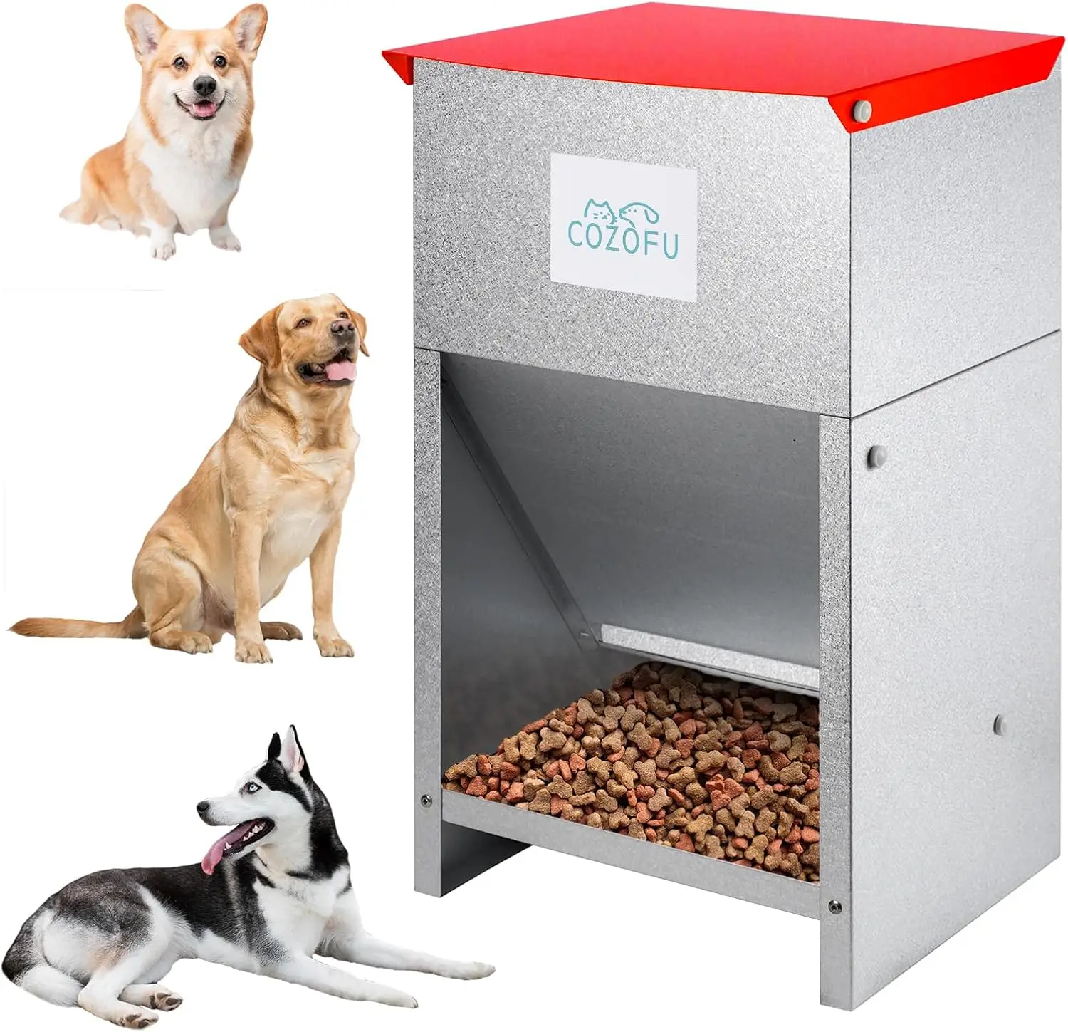 Automatic Gravity Dog Feeder, Galvanized Steel Pet Food Dispenser for Indoor Outdoor Use, 25lb Capacity for All Dog Sizes
Automatic Gravity Dog Feeder, Galvanized Steel Pet Food Dispenser for Indoor Outdoor Use, 25lb Capacity for All Dog Sizes