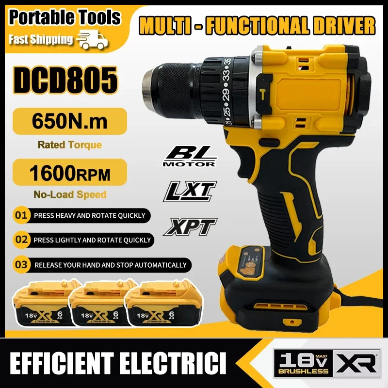 Бесщеточная ударная дрель-шуруповерт DCD805, аккумуляторная, многофункциональная, с регулируемой скоростью, мощная, для аккумуляторов Dewalt 18В
Бесщеточная ударная дрель-шуруповерт DCD805, аккумуляторная, многофункциональная, с регулируемой скоростью, мощная, для аккумуляторов Dewalt 18В