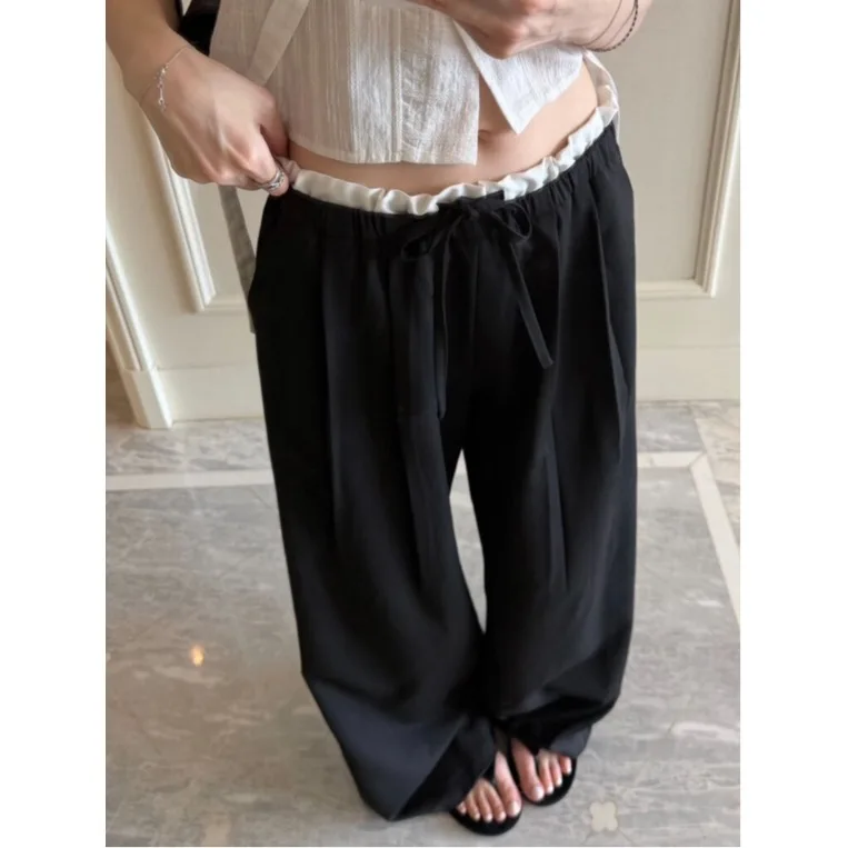 Fashionable Pleated Wide Leg Casual Pants Women's High Waist Patchwork Color Block Retro Style Summer New Arrival Korean Style
Fashionable Pleated Wide Leg Casual Pants Women's High Waist Patchwork Color Block Retro Style Summer New Arrival Korean Style