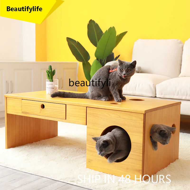 46 Cat Nest Tea Table Solid Wood House Pet Cat Cabinet Small Coffee Table Shared Furniture
46 Cat Nest Tea Table Solid Wood House Pet Cat Cabinet Small Coffee Table Shared Furniture