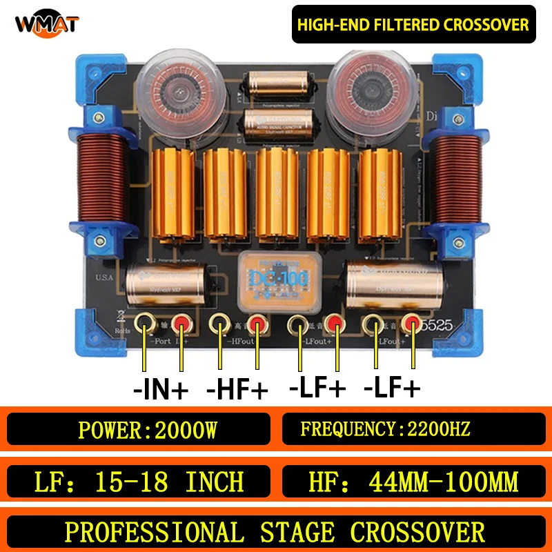 5525/two Way Crossover 2000W High-End Stage Design for 12-15" Woofer & 44-100mm Tweeter 2200Hz Frequency Divider
5525/two Way Crossover 2000W High-End Stage Design for 12-15" Woofer & 44-100mm Tweeter 2200Hz Frequency Divider