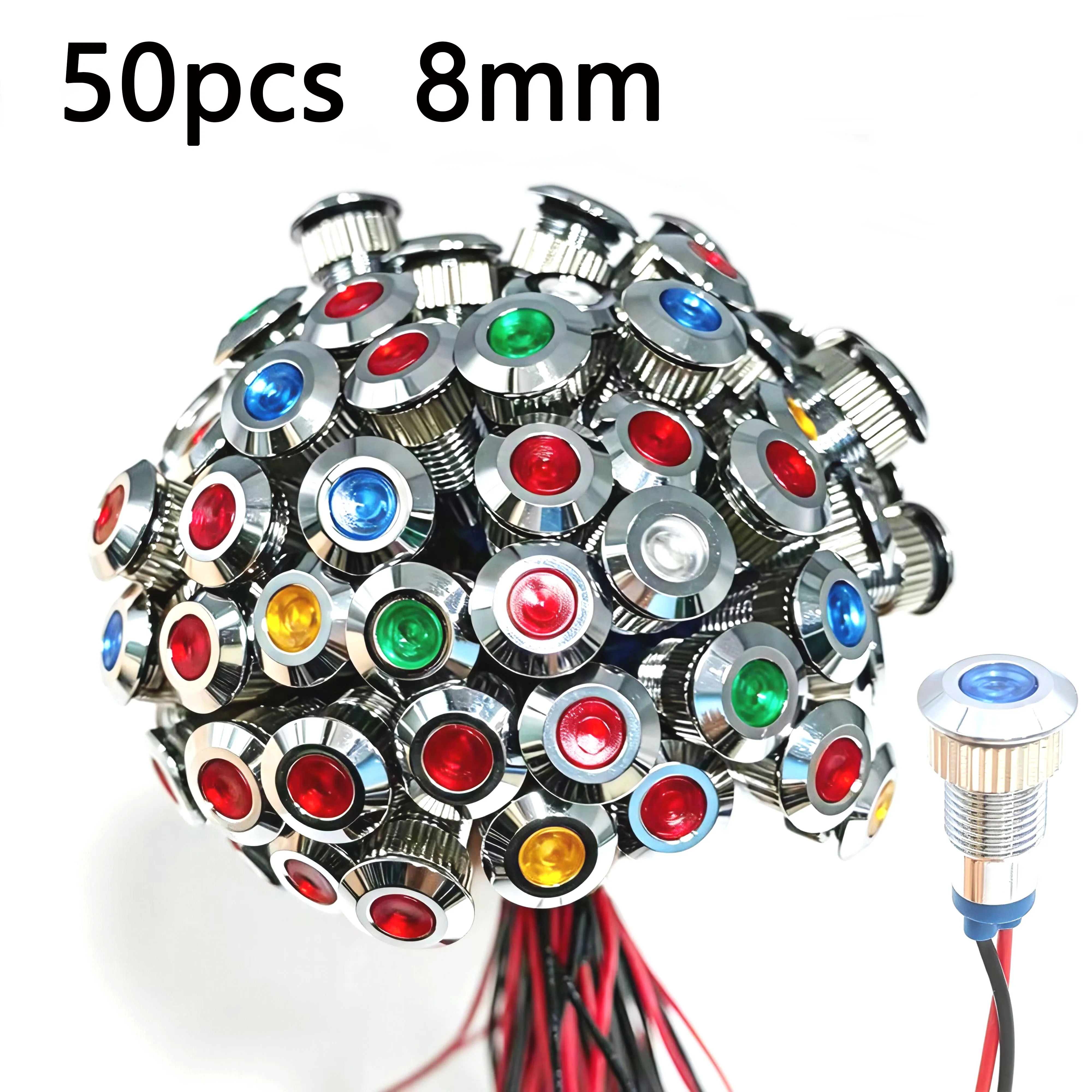 50pcs 8mm Red Metal Indicator Light 12V Warning Signal Lamp Pilot Wires LED Blue Green Yellow White 24V 3V 5V 6V 110V 220V
50pcs 8mm Red Metal Indicator Light 12V Warning Signal Lamp Pilot Wires LED Blue Green Yellow White 24V 3V 5V 6V 110V 220V
