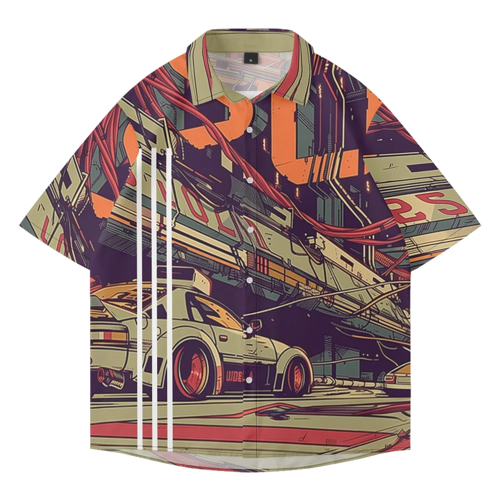 Summer casual oversized short sleeved, car printed shirt, loose retro fashionable beach trend vacation single breasted shirt
Summer casual oversized short sleeved, car printed shirt, loose retro fashionable beach trend vacation single breasted shirt