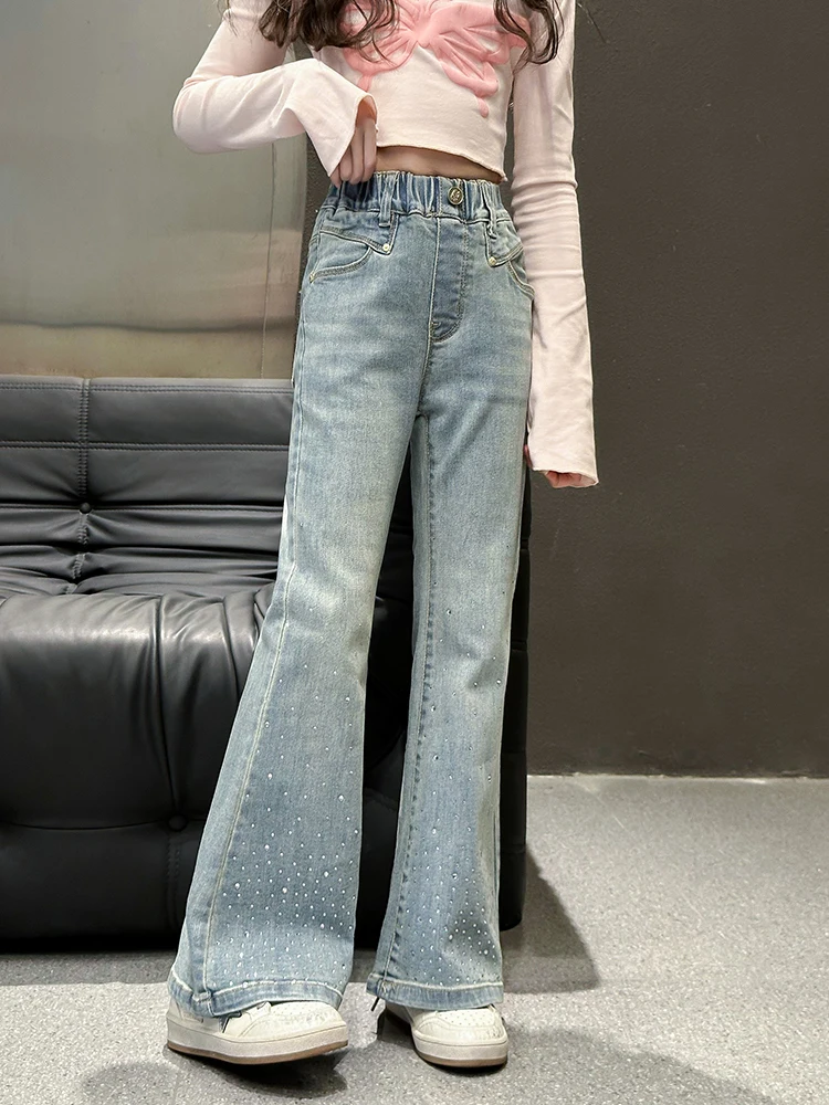 Trendy Girls Middle School Jeans Sparkling Rhinestone Flared Pants Spring Autumn Long Trousers for Teenage Girls
Trendy Girls Middle School Jeans Sparkling Rhinestone Flared Pants Spring Autumn Long Trousers for Teenage Girls