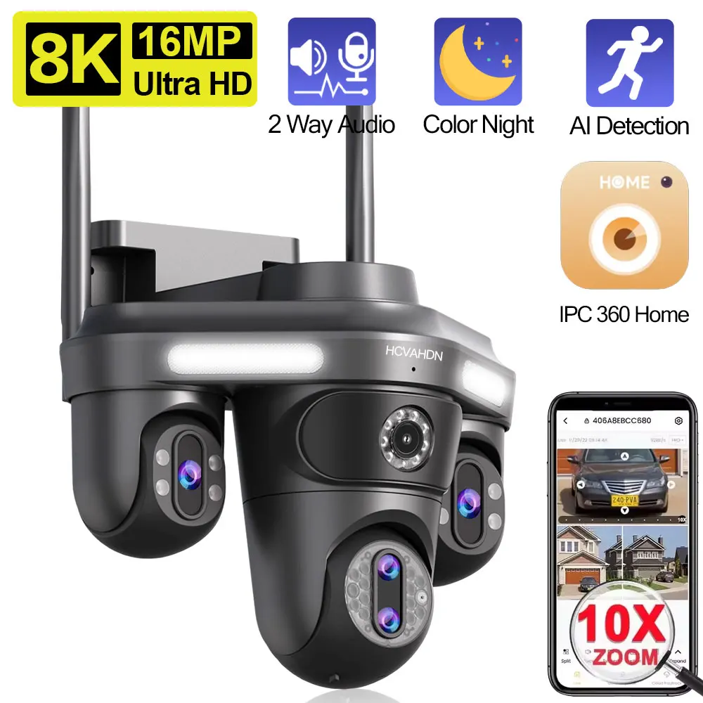 Dual Lens Wifi PTZ Camera Out 16MP 4K Wireless Color Night Vision Home Security Survalance 10X Optical Zoom CCTV IP Camera 8MP
Dual Lens Wifi PTZ Camera Out 16MP 4K Wireless Color Night Vision Home Security Survalance 10X Optical Zoom CCTV IP Camera 8MP
