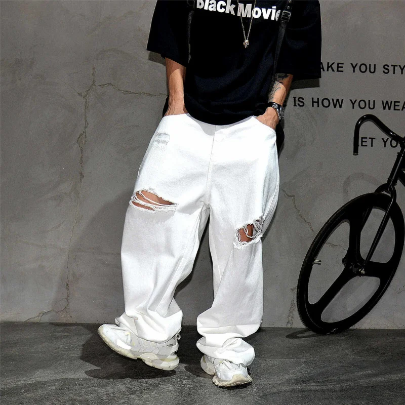 White Vibe High Street Distressed Ripped Jeans, Men’s American Fashion Loose Straight Stacked Long Pants
White Vibe High Street Distressed Ripped Jeans, Men’s American Fashion Loose Straight Stacked Long Pants