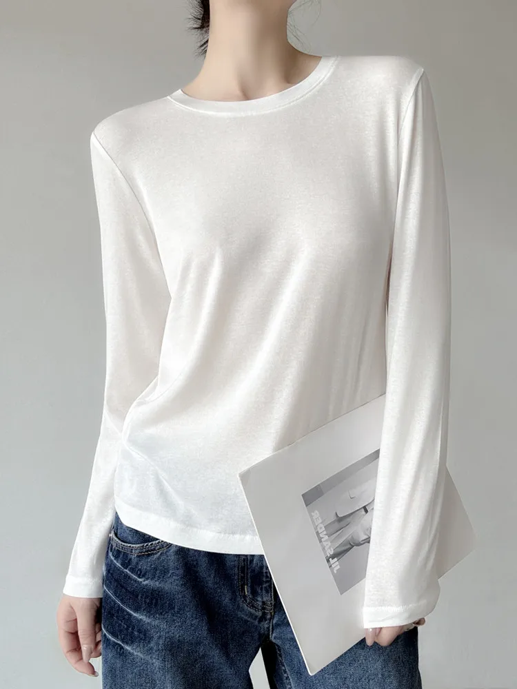 women thin lyocell crew neck long sleeve tops soft breathable casual loose outer wear inner shirts
women thin lyocell crew neck long sleeve tops soft breathable casual loose outer wear inner shirts