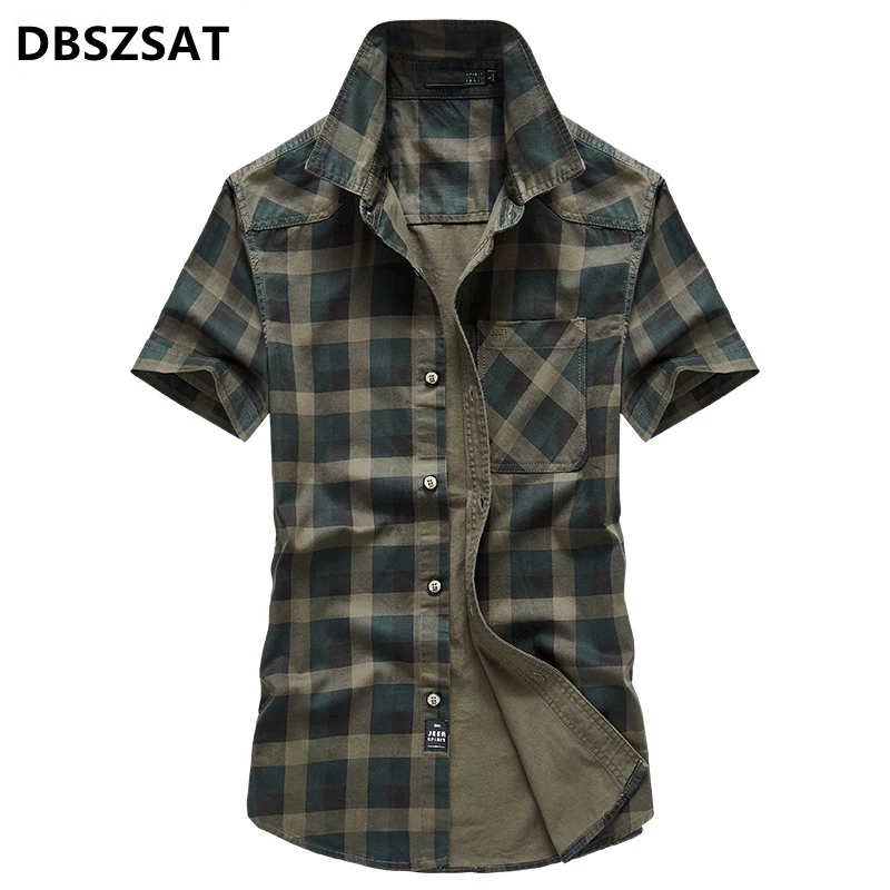 New 2020 Summer Military Plaid Shirts Men Brand Outwear Cotton Breathable Short Sleeve Shirts Male Size M-4XL Camisa masculina
New 2020 Summer Military Plaid Shirts Men Brand Outwear Cotton Breathable Short Sleeve Shirts Male Size M-4XL Camisa masculina