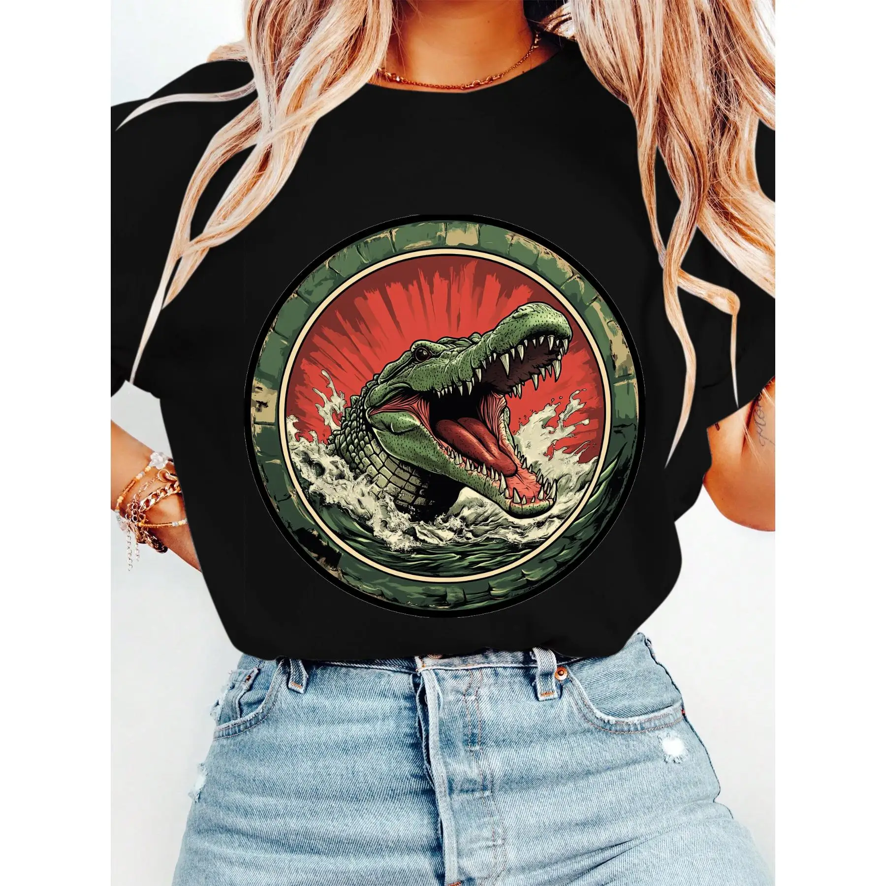 "Vintage Alligator T-Shirt for Women | Retro Animal Graphic Tee | Aggressive Croc Streetwear Top | Bold Statement Gift"
"Vintage Alligator T-Shirt for Women | Retro Animal Graphic Tee | Aggressive Croc Streetwear Top | Bold Statement Gift"