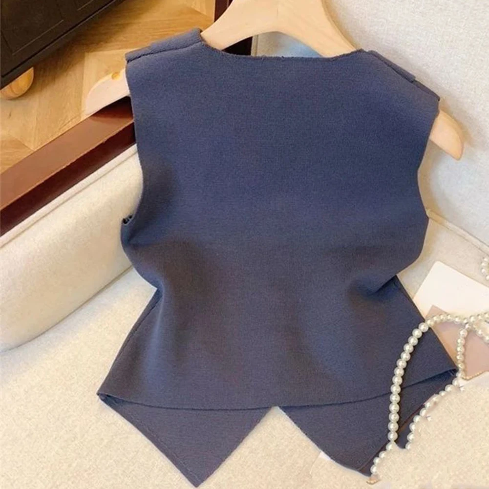 Lapel Collar Womens Camisole V Neck Single Breasted Cardigan Coat Sleeveless Slim Fit Knitted Vest Female Tops
Lapel Collar Womens Camisole V Neck Single Breasted Cardigan Coat Sleeveless Slim Fit Knitted Vest Female Tops