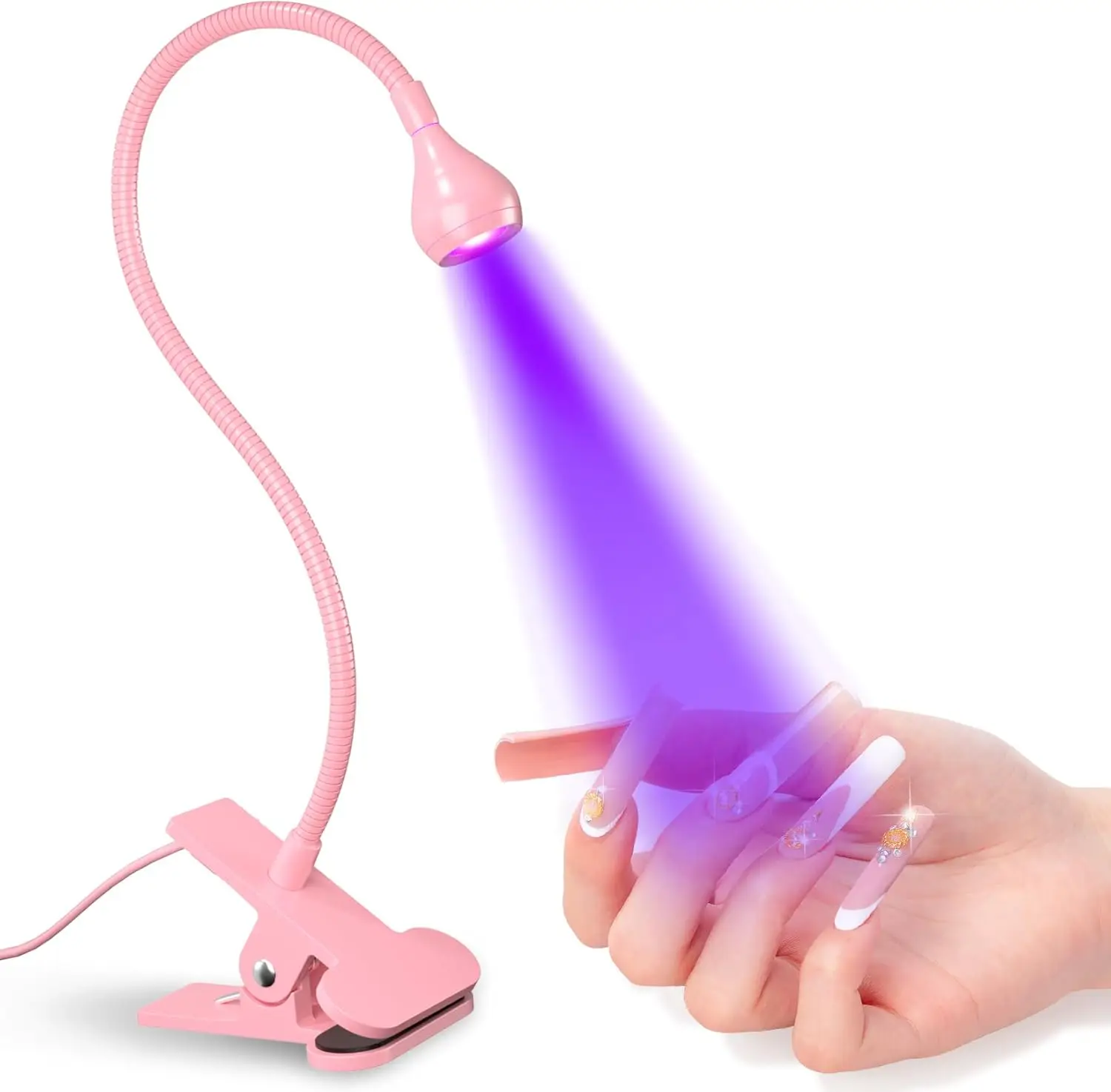 UV Nail Lamp for Gel Polish, 3W LED Flash Cure with Gooseneck & Clamp, 365+395nm, 4 Levels Dimming
UV Nail Lamp for Gel Polish, 3W LED Flash Cure with Gooseneck & Clamp, 365+395nm, 4 Levels Dimming