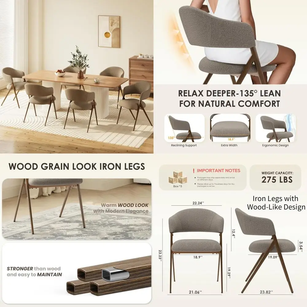 Комплект из 6 обеденных стульев с обивкой из ткани, железными ножками, открытой спинкой и мягким сиденьем, для столовой, кухни или гостиной.
Комплект из 6 обеденных стульев с обивкой из ткани, железными ножками, открытой спинкой и мягким сиденьем, для столовой, кухни или гостиной.