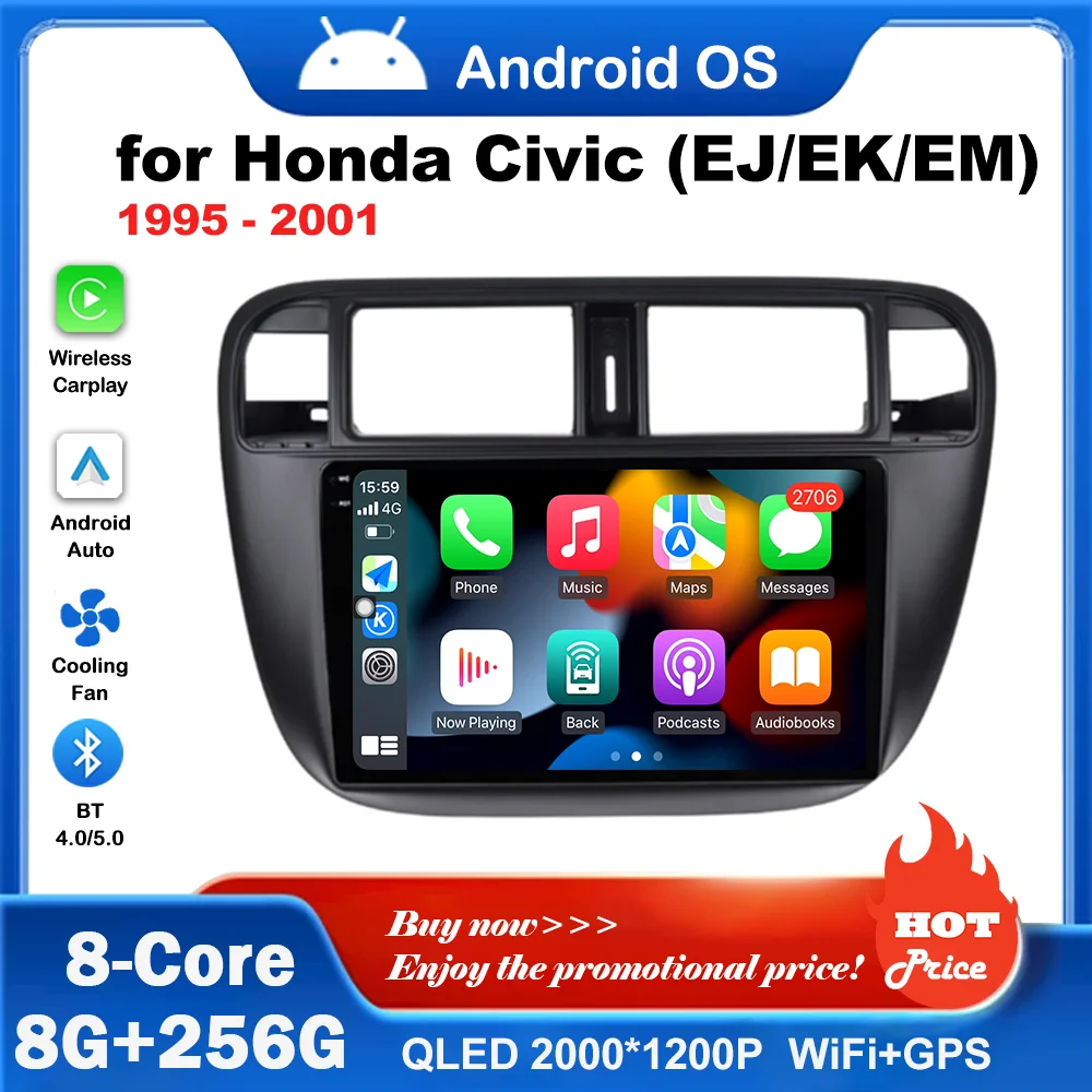 Carplay GPS Navi Car Radio Multimedia Player Android OS LHD for Honda Civic (EJ/EK/EM) 1995 - 2001 Split Screen 4G+WiFi No 2 din
Carplay GPS Navi Car Radio Multimedia Player Android OS LHD for Honda Civic (EJ/EK/EM) 1995 - 2001 Split Screen 4G+WiFi No 2 din