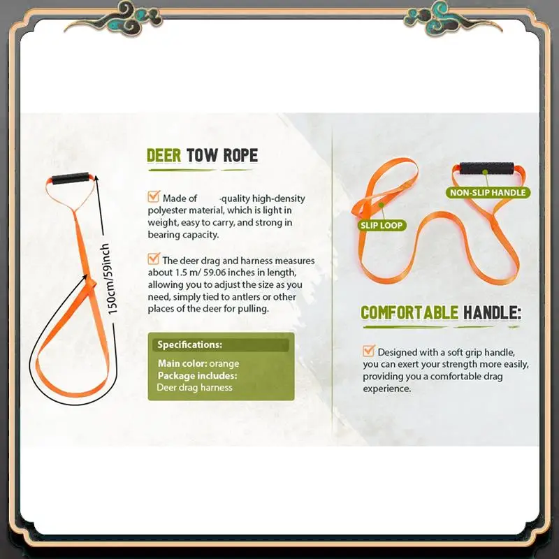 4PCS 4.9Ft Deer Drag Orange Harness Deer Tow Rope Deer Drag And Harness Deer Puller Deer Hunting Spare Parts
4PCS 4.9Ft Deer Drag Orange Harness Deer Tow Rope Deer Drag And Harness Deer Puller Deer Hunting Spare Parts