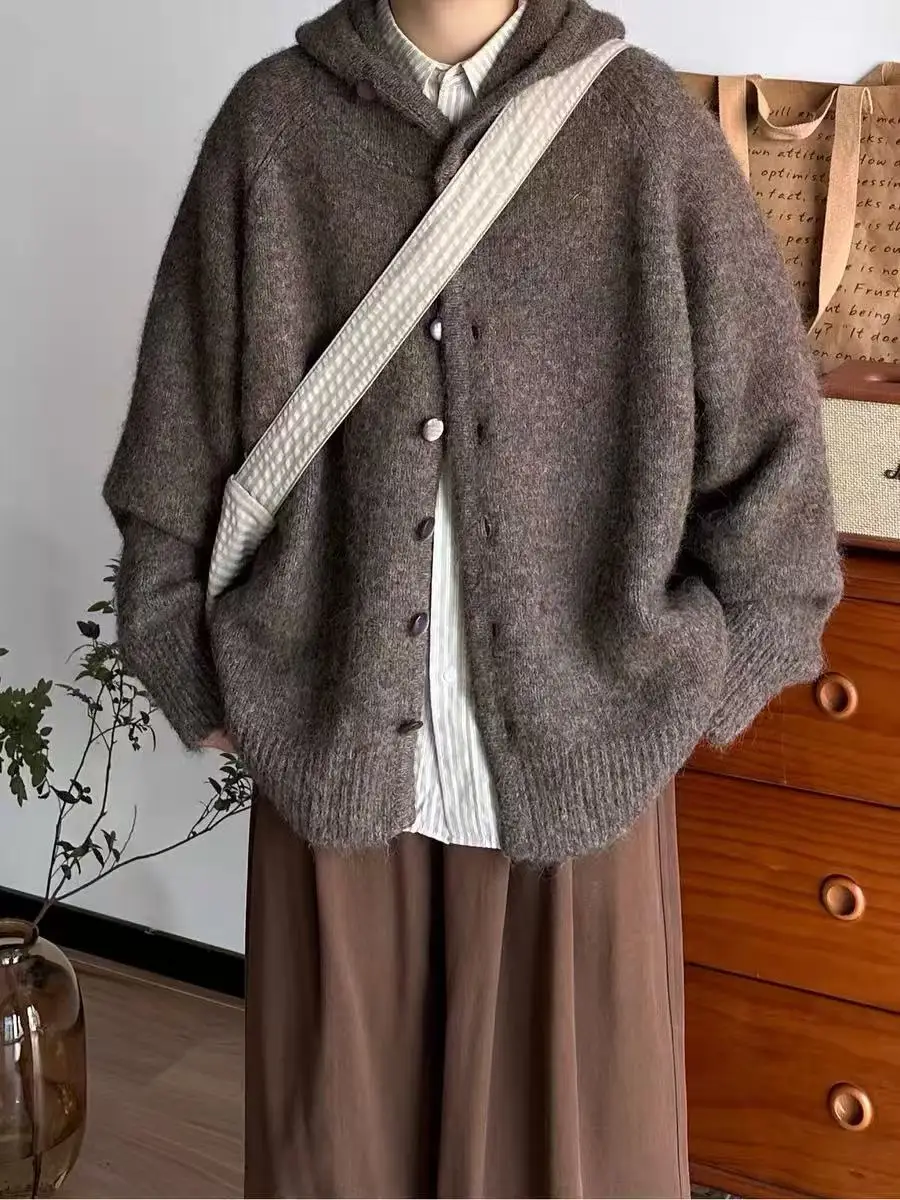 Retro Japanese Sle Thiened Loose Men's Knitted Cardigan Hoodie Autumn Winter Casual Versatile Top Polyester Fiber
Retro Japanese Sle Thiened Loose Men's Knitted Cardigan Hoodie Autumn Winter Casual Versatile Top Polyester Fiber