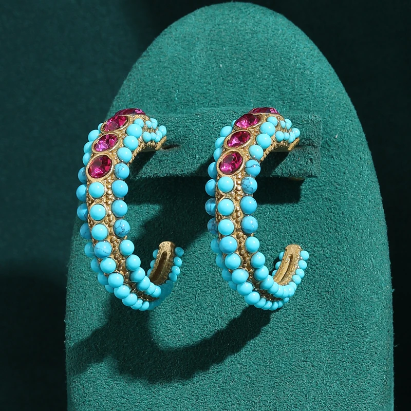 Vintage Gold Color Turquoise C Circle Stud Earring Luxury Rose Red Crystal High Quality 2026 Women Daily Retro Accessory Jewelry
Vintage Gold Color Turquoise C Circle Stud Earring Luxury Rose Red Crystal High Quality 2026 Women Daily Retro Accessory Jewelry