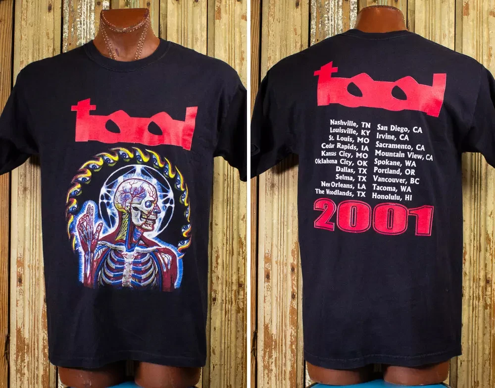 Винтажная футболка Tool Lateralus Tour Concert 2025 года 2001, черная хлопковая футболка с короткими рукавами и круглым вырезом с принтом
Винтажная футболка Tool Lateralus Tour Concert 2025 года 2001, черная хлопковая футболка с короткими рукавами и круглым вырезом с принтом
