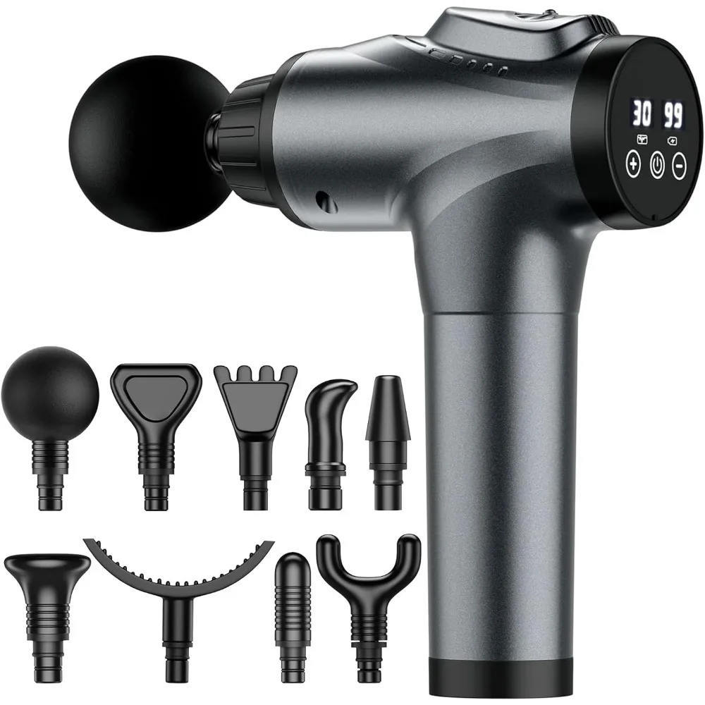Handheld electric deep tissue massage gun, 30 speed levels, 9 massage heads, pain relief massage device for sports
Handheld electric deep tissue massage gun, 30 speed levels, 9 massage heads, pain relief massage device for sports