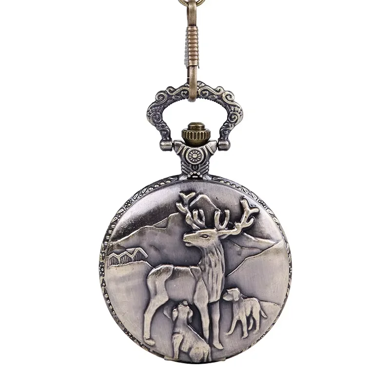 1093Vintage large thick chain relief three elk mother and child pocket watch cute deer drinking milk classical pocket watch 1093
1093Vintage large thick chain relief three elk mother and child pocket watch cute deer drinking milk classical pocket watch 1093