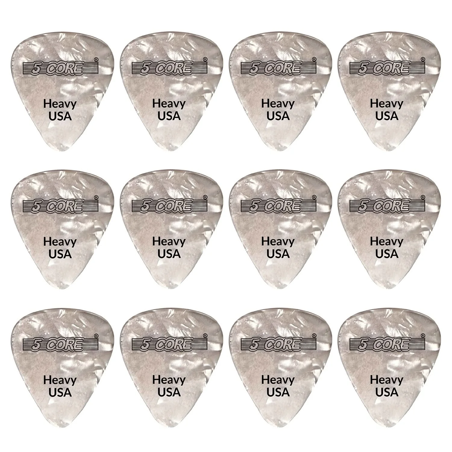 5 Core Guitar Picks 0.96mm Celluloid Heavy Gauge Pick - Acoustic Electric Bass Guitars G PICK H WH 12PK
5 Core Guitar Picks 0.96mm Celluloid Heavy Gauge Pick - Acoustic Electric Bass Guitars G PICK H WH 12PK