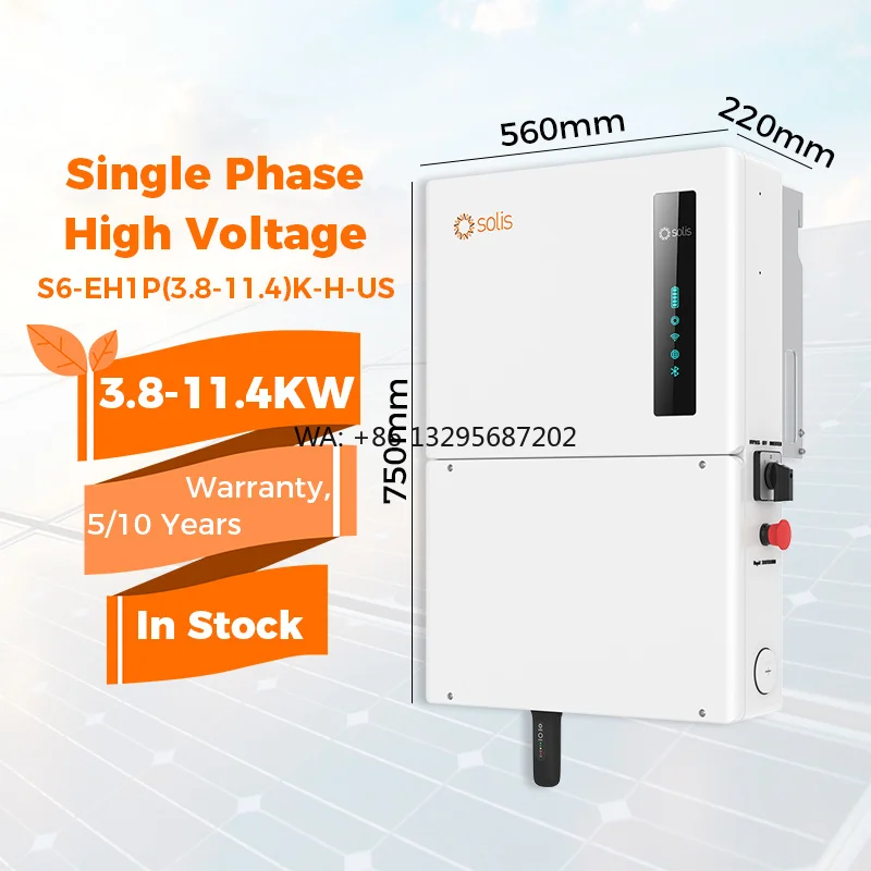 Solis High Voltage Hybrid Solar Inverter 11.4kw 1phase S6-EH1P11.4K-H-US Split Phase Energy Storage Inverter
Solis High Voltage Hybrid Solar Inverter 11.4kw 1phase S6-EH1P11.4K-H-US Split Phase Energy Storage Inverter