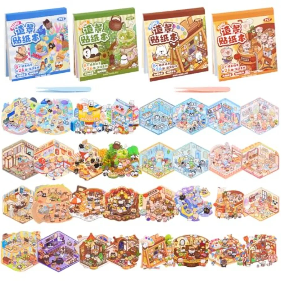 4 Books Pocket DIY 3D Sticker Scene Book, 32PCS Miniature Therapy Sticker, Make Your Own Mini House Cute Cartoon Animal Scene S
4 Books Pocket DIY 3D Sticker Scene Book, 32PCS Miniature Therapy Sticker, Make Your Own Mini House Cute Cartoon Animal Scene S