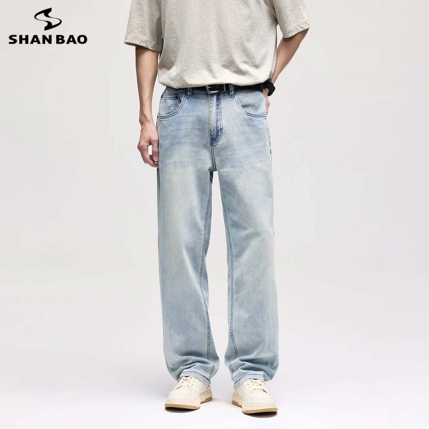 SHAN BAO 2026 summer brand lyocell linen micro-elastic men's straight loose lightweight jeans American retro baggy thin trousers
SHAN BAO 2026 summer brand lyocell linen micro-elastic men's straight loose lightweight jeans American retro baggy thin trousers