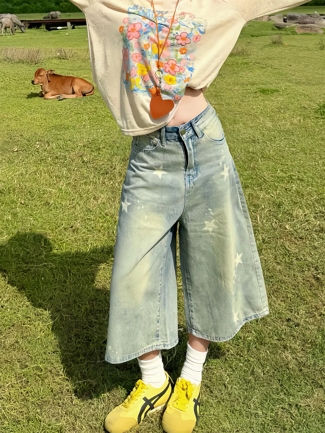 American Style Vintage Star Print Loose Seven-Five Slim Fit Jeans Women's Summer New Style Slim Straight Wide Leg Denim Pants
American Style Vintage Star Print Loose Seven-Five Slim Fit Jeans Women's Summer New Style Slim Straight Wide Leg Denim Pants