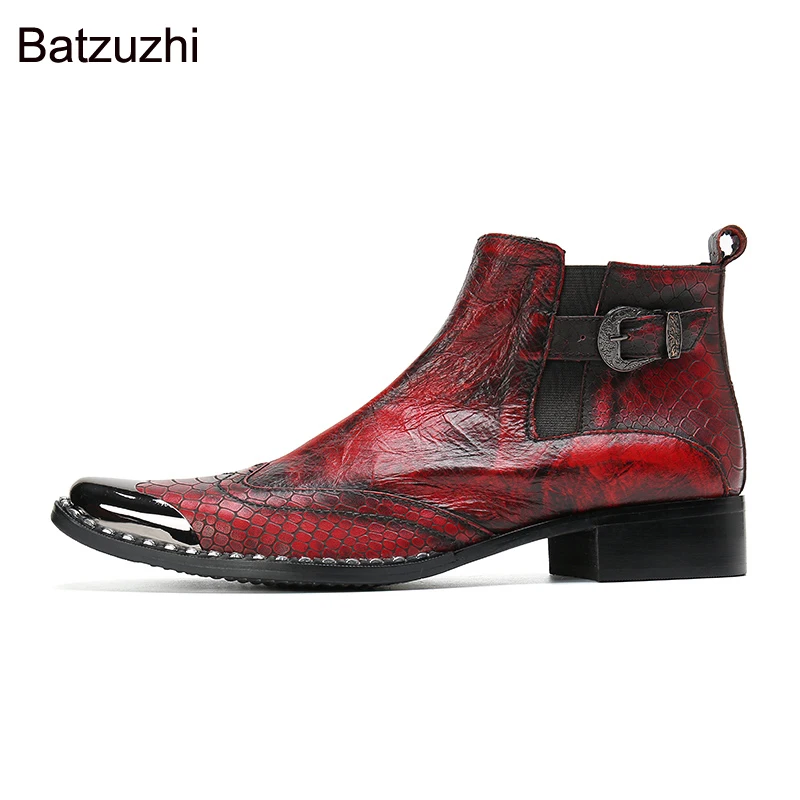Batzuzhi Italian Type Men's Boots Handmade Silver Metal Head Genuine Leather Ankle Boots for Men Red Party/Wedding Botas, US6-12
Batzuzhi Italian Type Men's Boots Handmade Silver Metal Head Genuine Leather Ankle Boots for Men Red Party/Wedding Botas, US6-12
