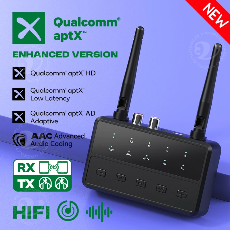 Desktop aptX-Adaptive AD/HD/LL AAC 2 in 1 Bluetooth Audio Transmitter Receiver 3.5MM AUX RCA Stereo HiFi Music Wireless Adapter
Desktop aptX-Adaptive AD/HD/LL AAC 2 in 1 Bluetooth Audio Transmitter Receiver 3.5MM AUX RCA Stereo HiFi Music Wireless Adapter
