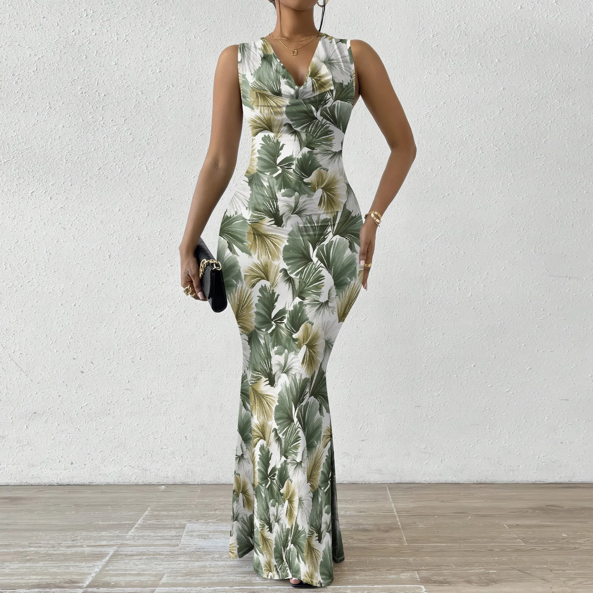 Palm Leaf Print Maxi Dress Tropical Sleeveless Gown XS-2XL for Summer Vacation, Garden Party or Mother's Day
Palm Leaf Print Maxi Dress Tropical Sleeveless Gown XS-2XL for Summer Vacation, Garden Party or Mother's Day
