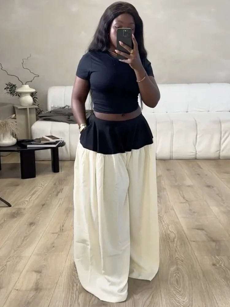 Wmstar комплект из двух предметов для женщин, оптовая продажа, новинка лета 2025, приталенный короткий топ, широкие брюки контрастного цвета, длинные брюки, необычный клуб 
Wmstar комплект из двух предметов для женщин, оптовая продажа, новинка лета 2025, приталенный короткий топ, широкие брюки контрастного цвета, длинные брюки, необычный клуб