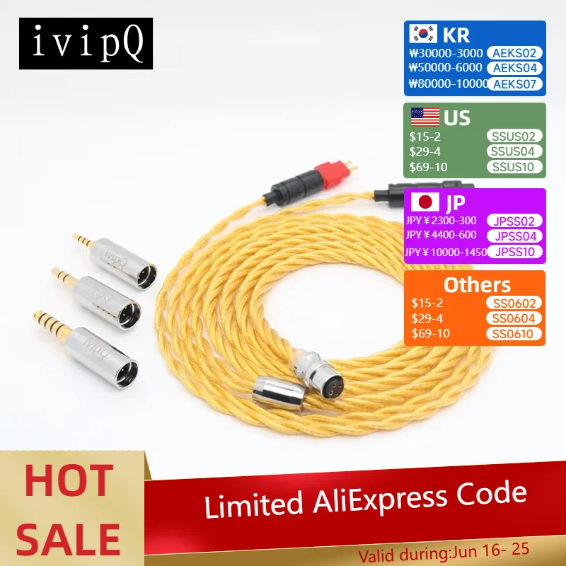 ivipQ 36 4-Cores Interchangeable Plugs 5N Silver Plated Copper and Copper-Silver Alloy Mixed Earphone Cable,For Dual 3.5 HD800
ivipQ 36 4-Cores Interchangeable Plugs 5N Silver Plated Copper and Copper-Silver Alloy Mixed Earphone Cable,For Dual 3.5 HD800