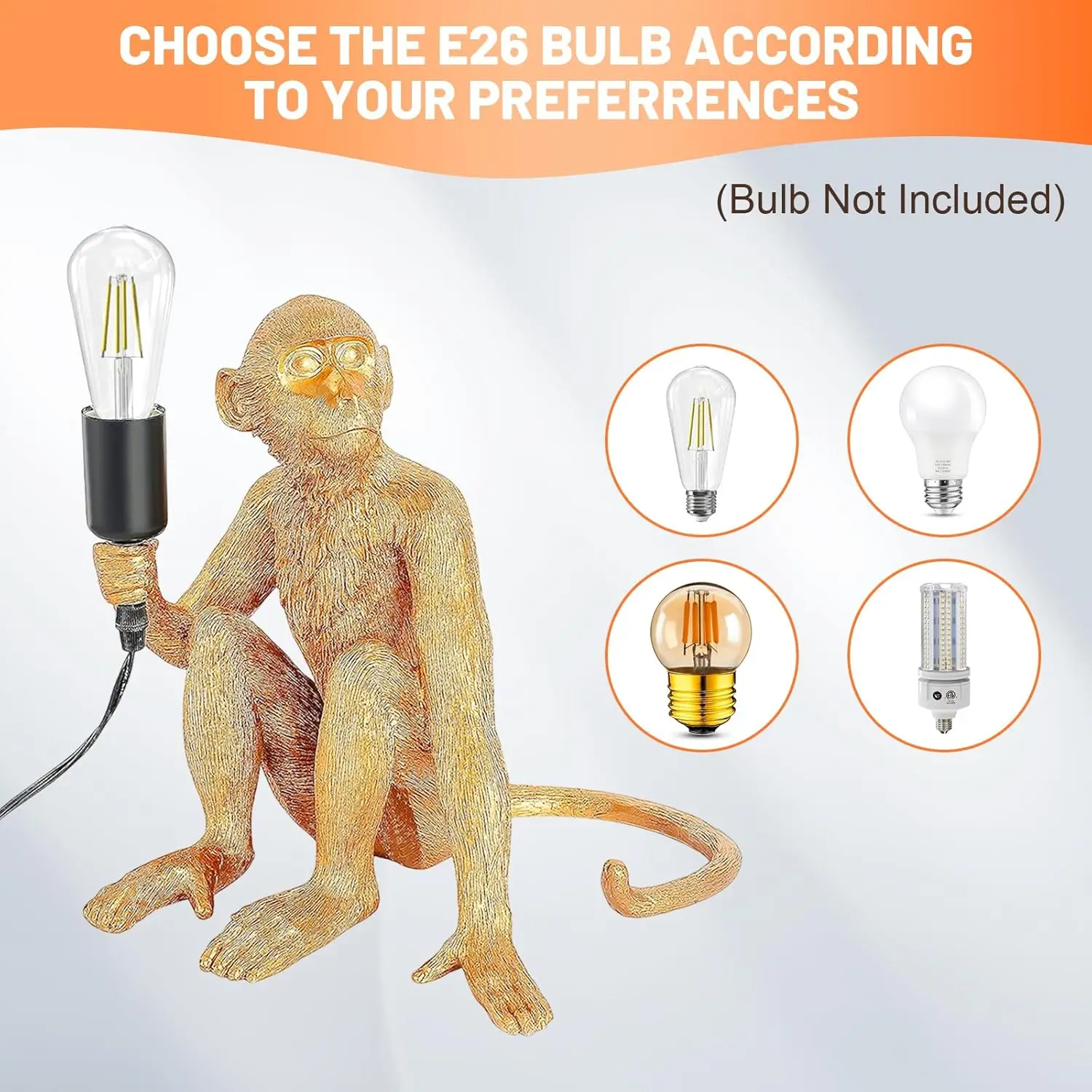 Настольная лампа Gold Monkey, совместимая с лампочками E26, креативный художественный декор, настольный светильник для спальни, гостиной, детской комнаты, кафе, домашнего декора
Настольная лампа Gold Monkey, совместимая с лампочками E26, креативный художественный декор, настольный светильник для спальни, гостиной, детской комнаты, кафе, домашнего декора